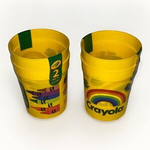 Crayola 4 Pack Plastic Tumblers Yellow Rainbow Crayon Character Y2K Pencil Case